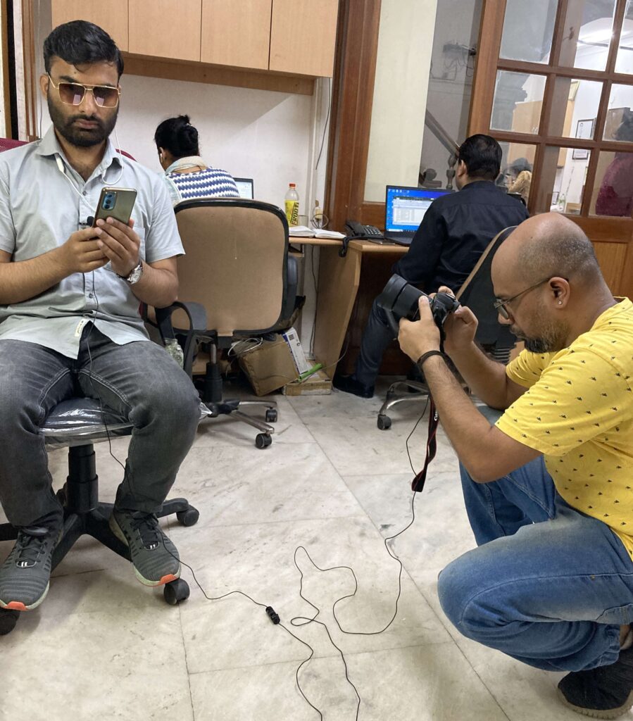 Sourav shooting with the Saksham Team at Delhi