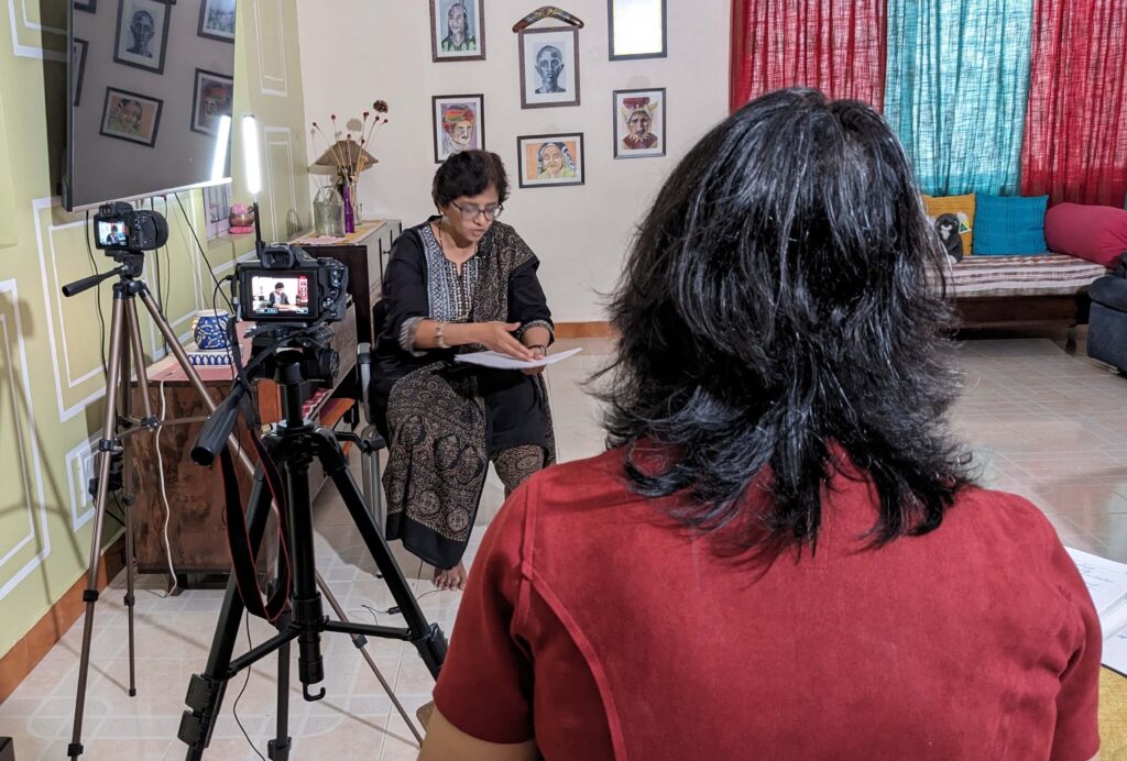 Shanti Raghavan getting ready for an interview with Ritika Sahni in Bangalore